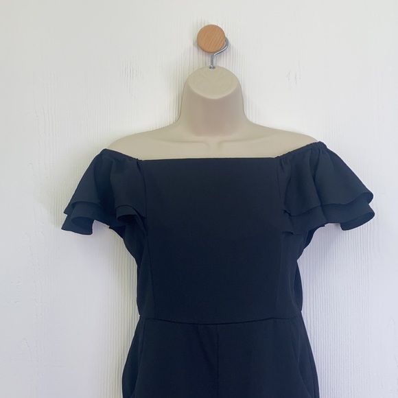 She & Sky - NWT Black Polyester Off The Shoulder Short Romper Size Small - Picture 8 of 12